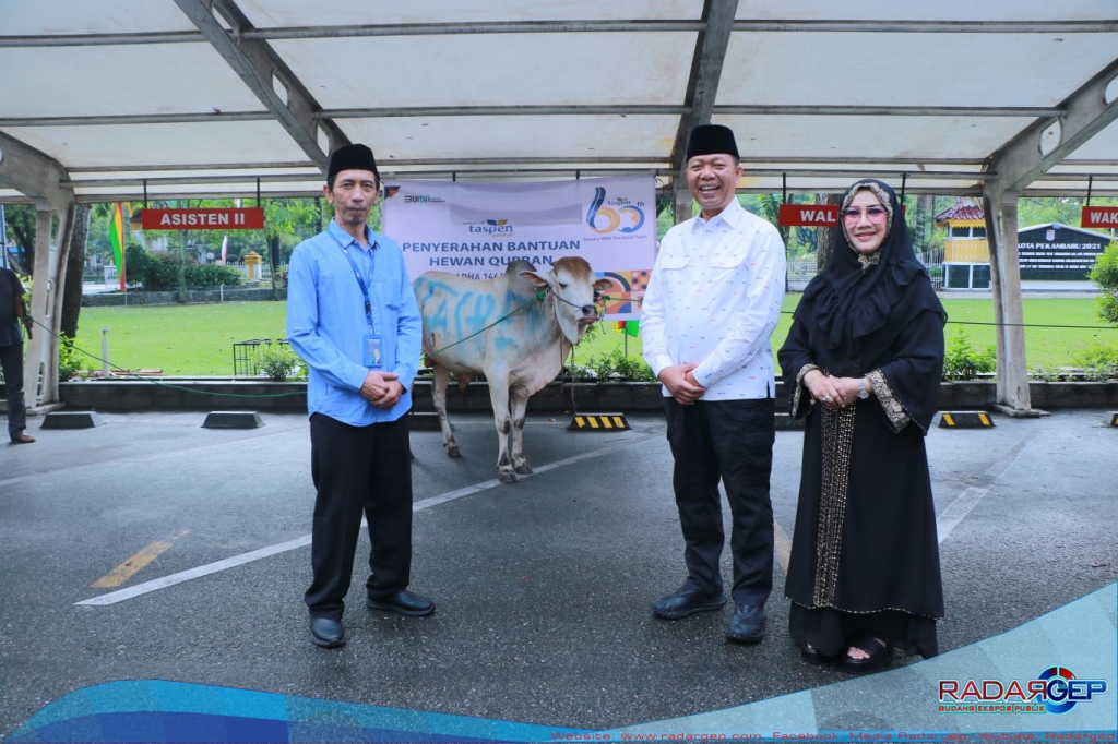 Sekda Pekanbaru Terima Penyerahan Hewan Kurban Dari PT Taspen