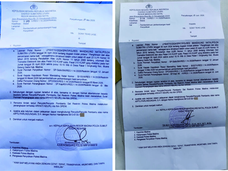 Foto : SP2HP Pemberitahuan DPO An. Arihati Ndruru Alias Ina Openi
