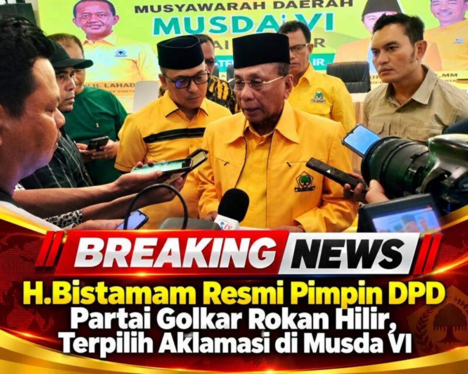 H.Bistamam Terpili Aklamasi Di Musda Vl Partai Golkar Kabupaten Rokan Hilir.